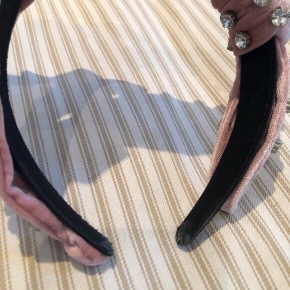 Pink Velvet Sparkly Studded Headband - Picture 6 of 7